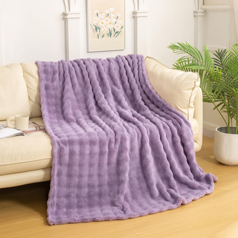 YUSOKI Luxury 3D Bubble Throw Blanket 2lb,All Ages,Home Decoration, (Lilac Purple,50 * 60inches) - Image 1